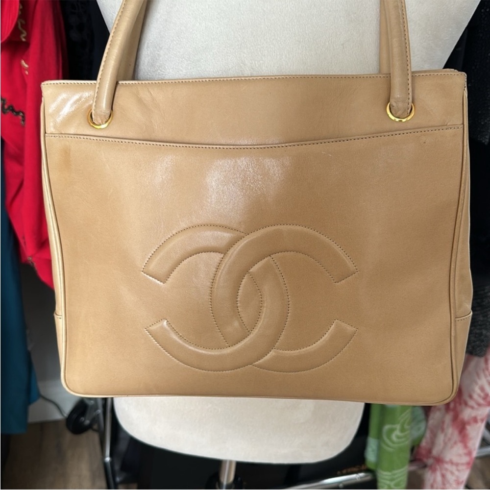 Chanel Tan Leather Tote Bag